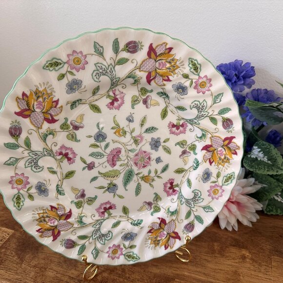 Minton Haddon Hall Plates Set of 2 Bone China‎ Floral Scalloped Edge England MCM - Picture 4 of 7